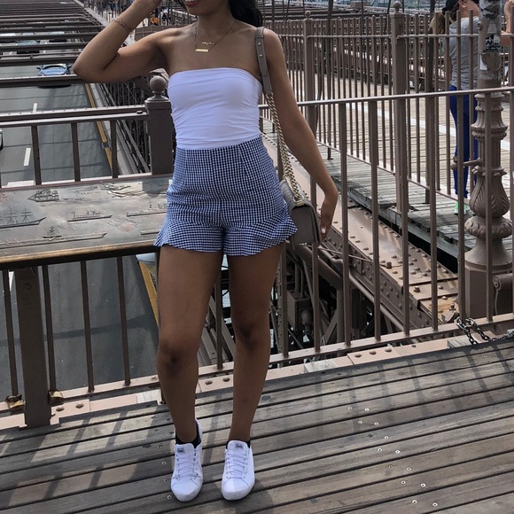 ZARA Gingham Ruffle Shorts - Picture 7 of 9